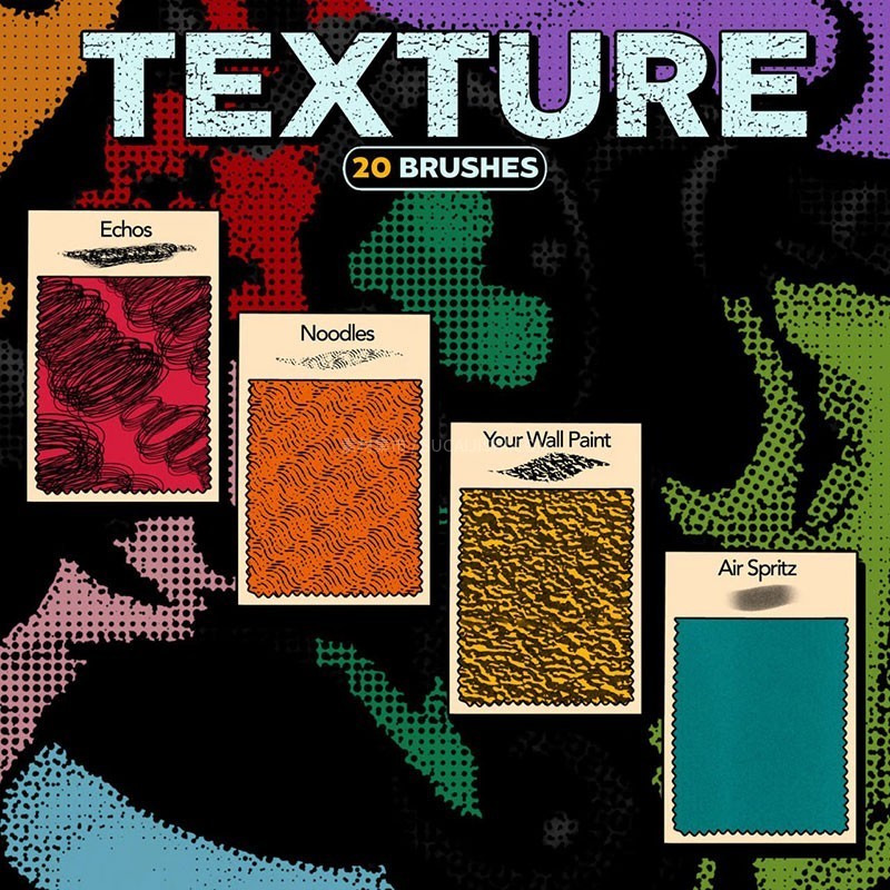 50+Procreate波普艺术画风纹理笔刷